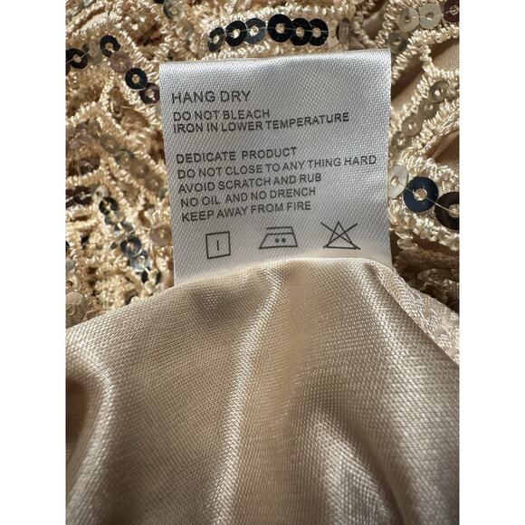 Dear’Gles Sz 12 Silver Sequin Mini Dress Metallic Glam Disco Cocktail Holiday - Picture 6 of 6